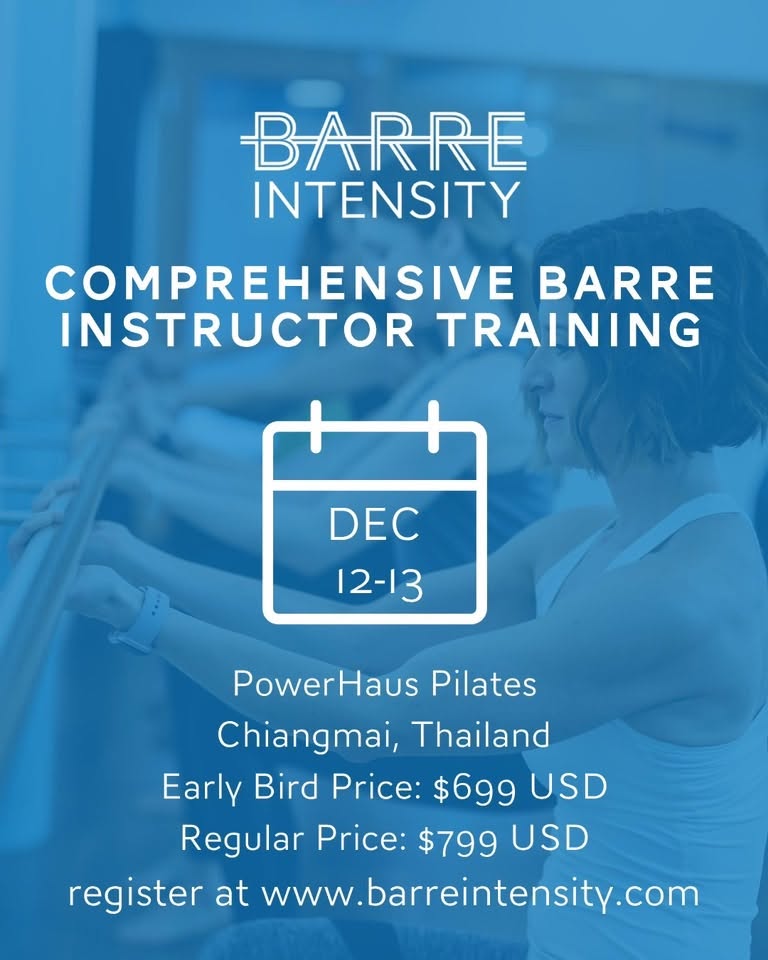 Poster for Barre Intensity Comprehensive Barre Instructor Training, 12–13 December 2026