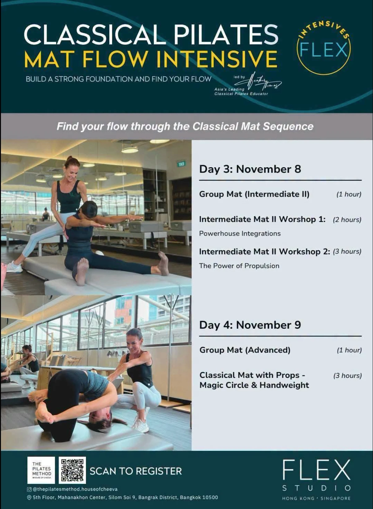 Programme for days 3 and 4 of the Classical Pilates Mat Flow Intensive