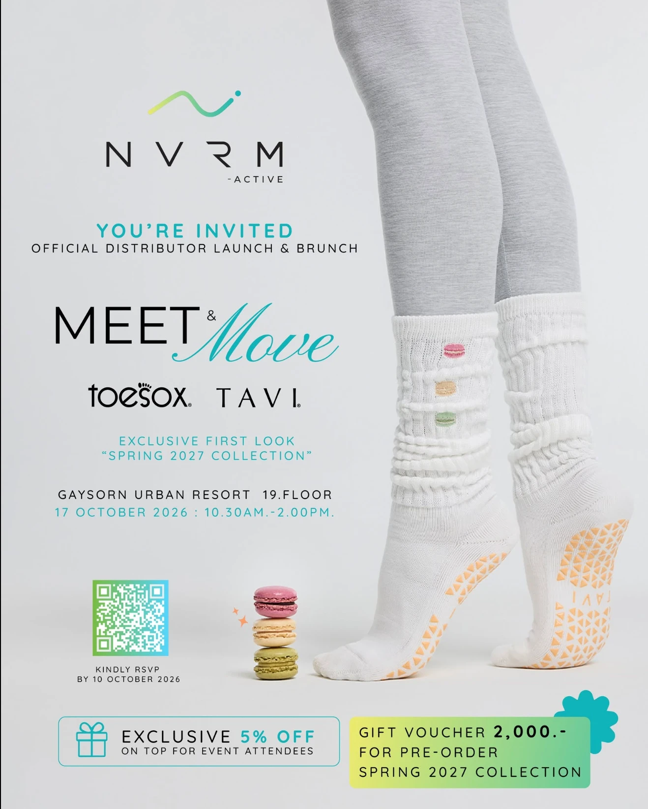 Invitation to NVRM Active's Meet & Move launch with ToeSox and TAVI, 17 October 2026